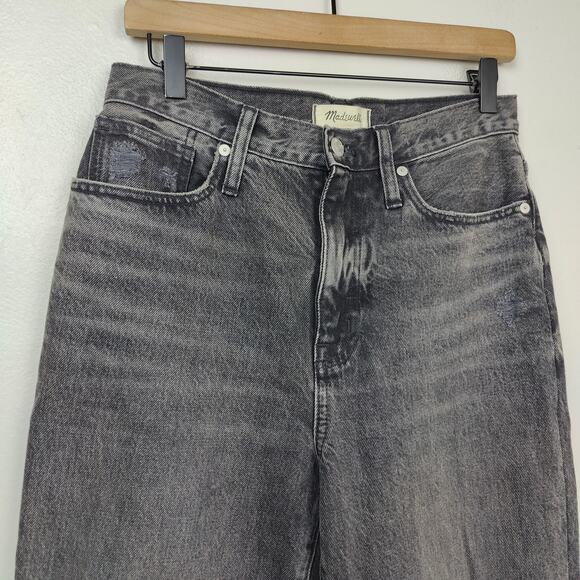 Madewell Baggy Straight Jeans Womens 26 Charcoal Cavell Wash Ripped Edition Y2K - Picture 2 of 10